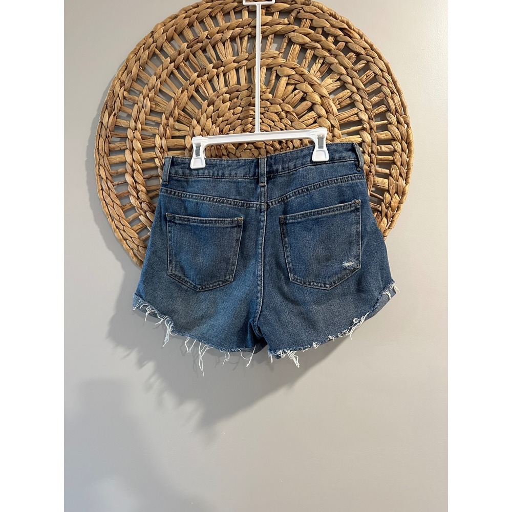 PacSun Los Angeles Mom Shorts Medium Wash Distressed Denim High Rise Size 26 - Picture 2 of 4
